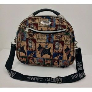 Vintage Scottish Terrier Tapestry Travel Carry On Crossbody Bag Case w Lock/Key
